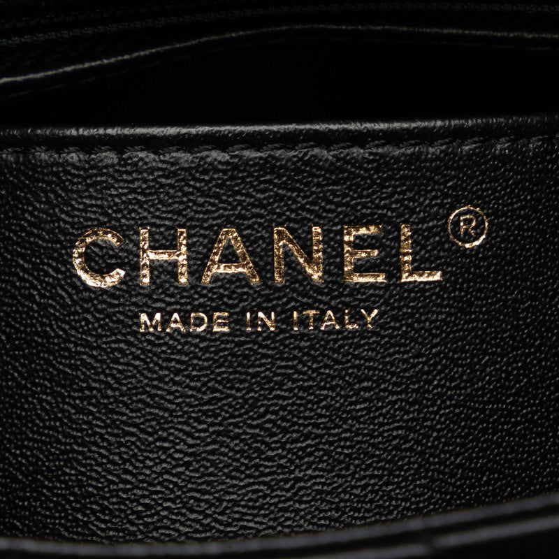 Chanel Coco V Stitch Top Handle  Chain Shoulder Bag Black Leather  CHANEL Middle] Vintage