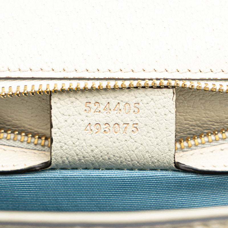 Gucci Silver Small Bee &amp; Star Sey Line Handbag Shoulder Bag 2WAY 524405 White Leather  Gucci