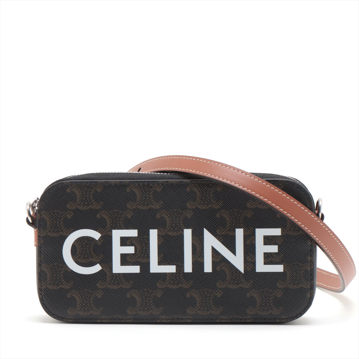 Celine f Horizontal Portefolio PVC 單肩包 棕色