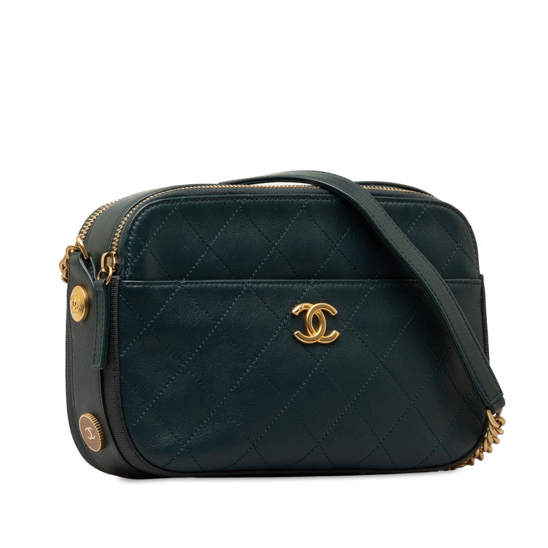 Chanel Matrases Coco Mark Chain Shoulder Bags Green Leather   Chanel