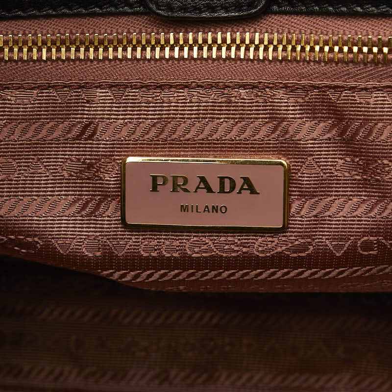 Prada Ribbon ing Handbag BN1601 Black Nylon Leather  Prada