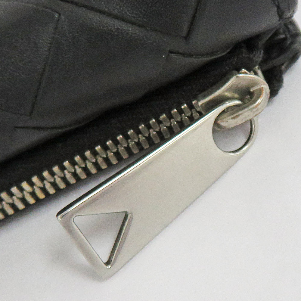 BOTTEGA VENETA BOTTEGA VENETA Small Interlude Three Fold Fashion Wallet Black Silver Gold  Leather Black Compact Mini Wallet  Small  Vintage Wade