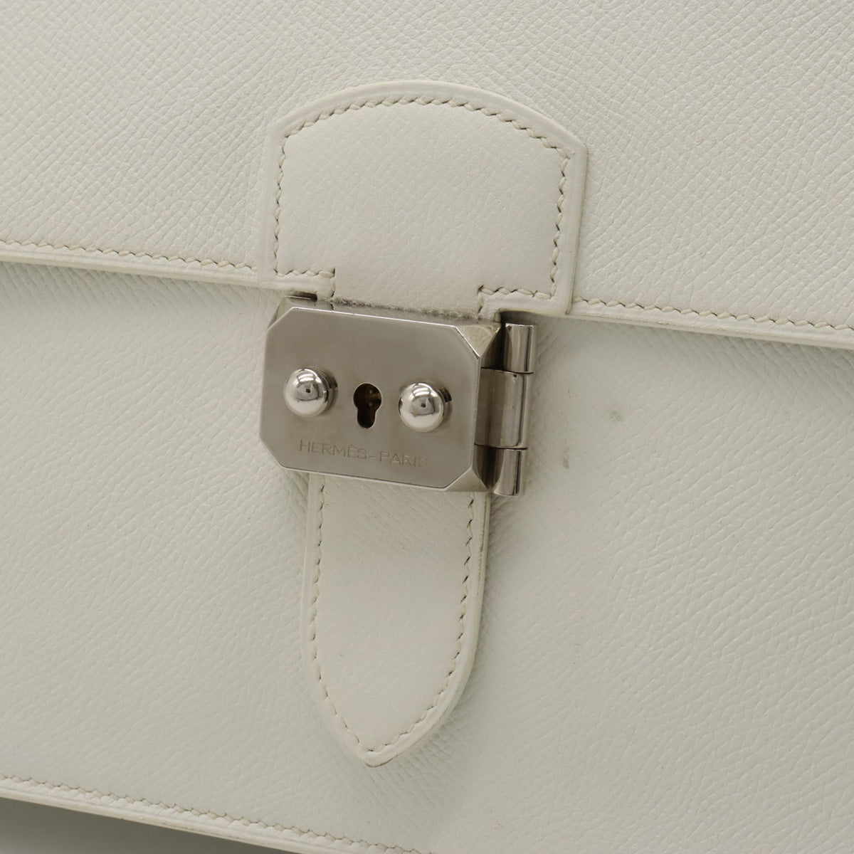 HERMES Hermes Bag 27 Business Bag Paper Bag Briefcase Epsom Leather White Silver  K Signage Blumin