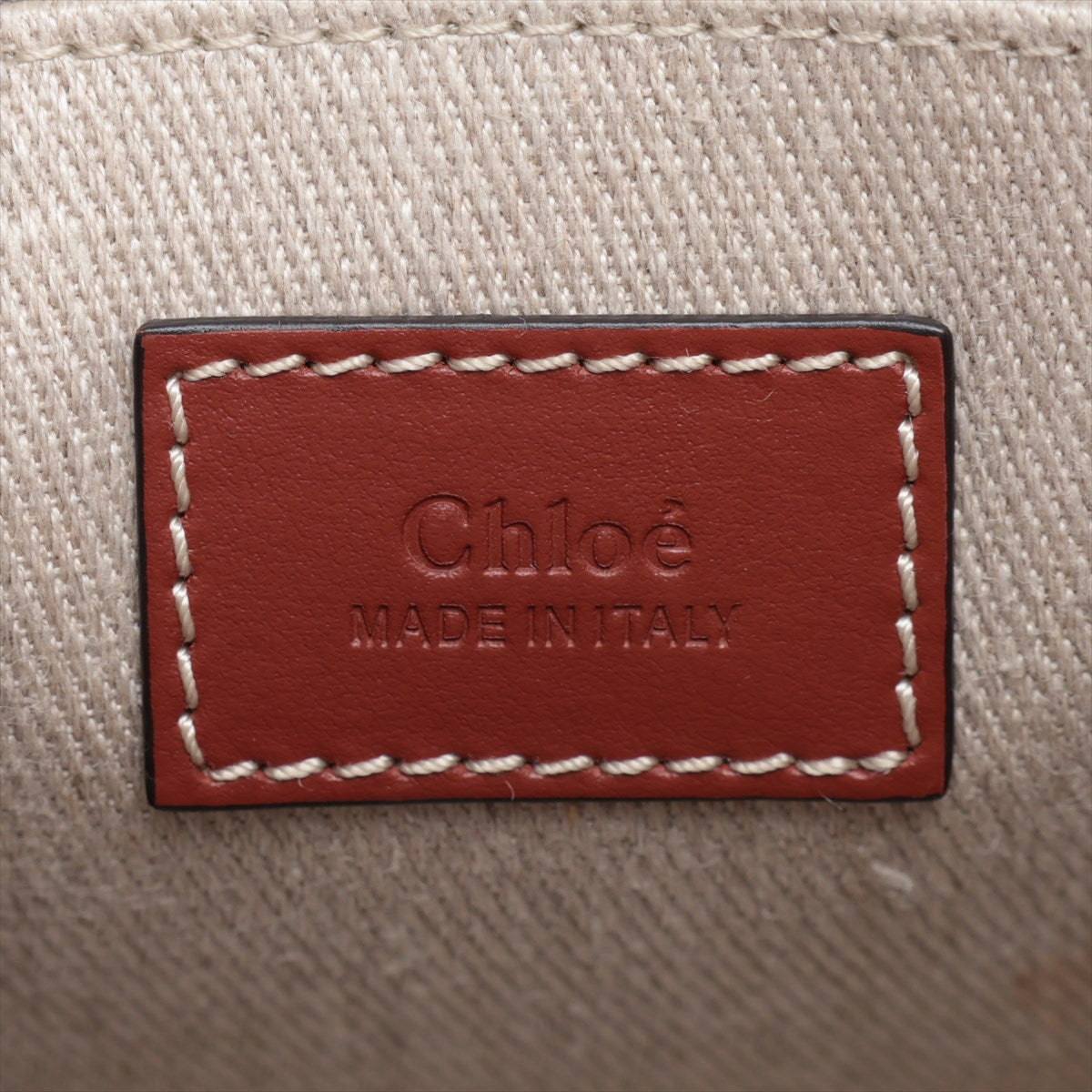 Chloe Woody Small Canvas  Leather Handbag Brown