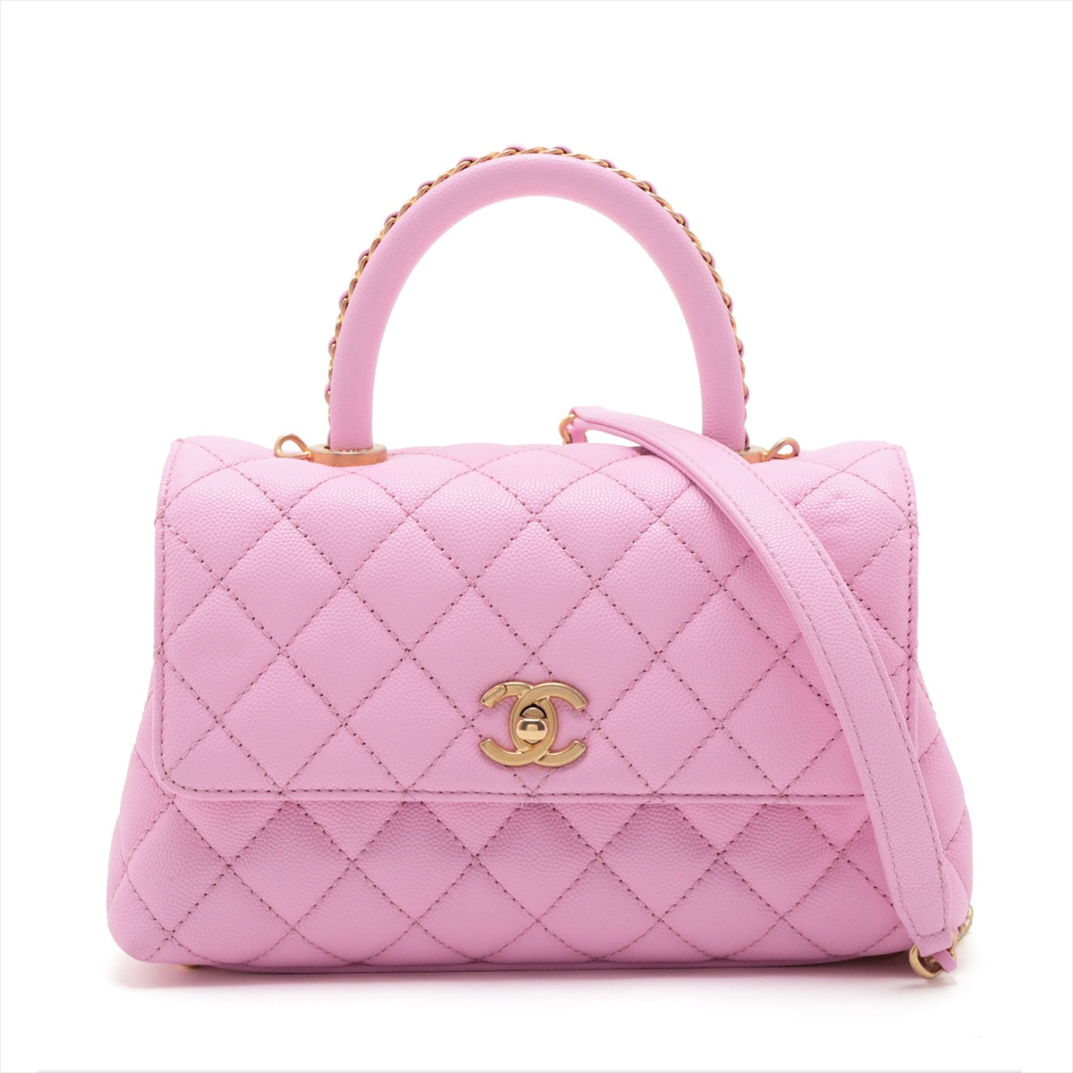 Chanel Coco Handle 24 XS Caviar S 2WAY Handbag Pink Gold  A92990