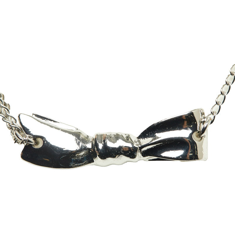 Dior 3 series chain ribbon necklace silver metal ladies Dior