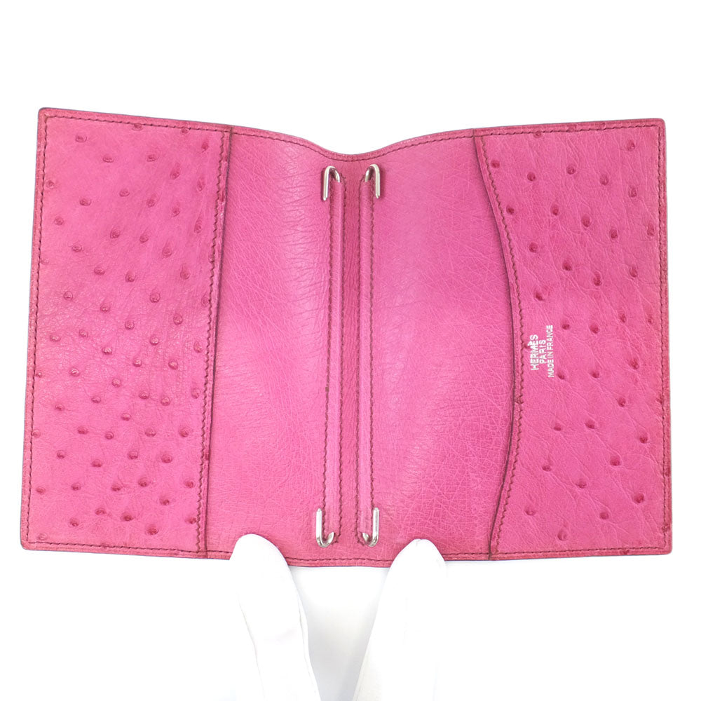 Hermes nda Ostrich Handbook Cover Pink Silver G   H  2004 Manufactured 2 Folded Unisex Two-Two- Weda