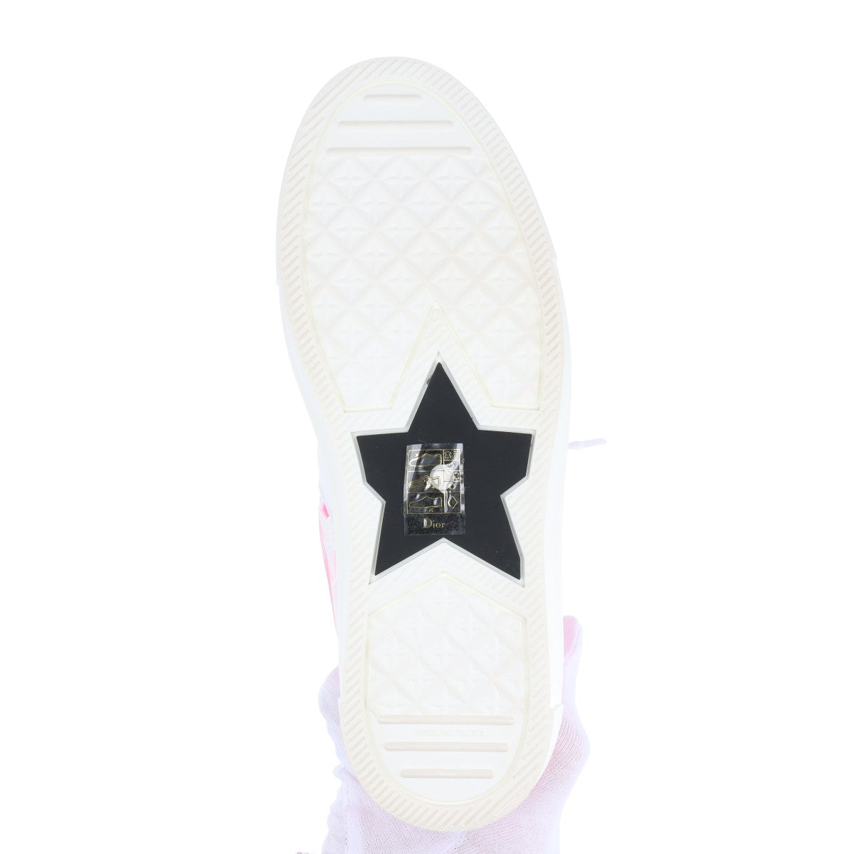 Christian Dior Leather Fabric High-Cut Trainers EU37  White× Pink WALK&#39;N&#39;DIOR STA Star   Box Bag