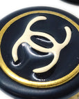 Chanel Button Earrings Black 97P