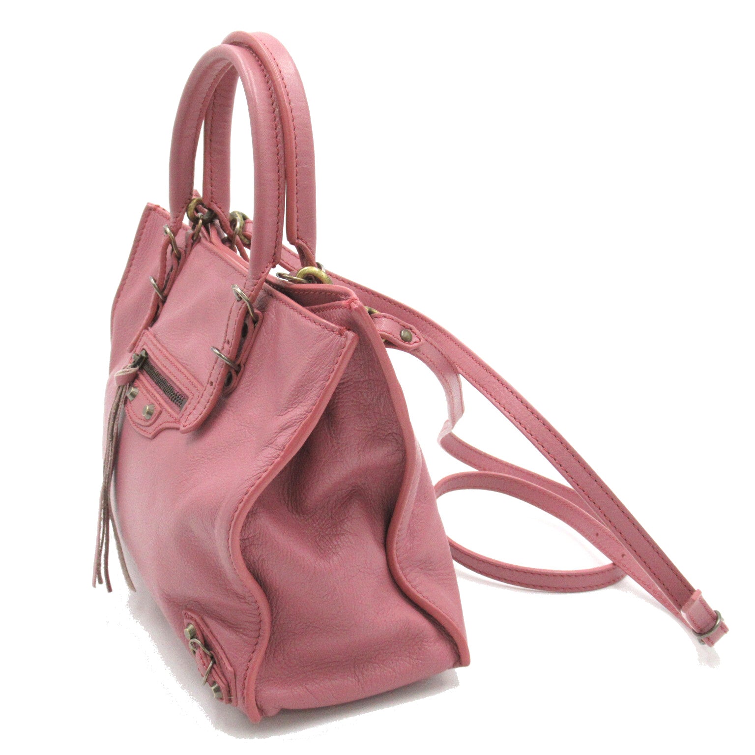 Balenciagaga BALENCIAGA Paper Bag Mini 2w Shoulder Bag Leather  Pink 305572