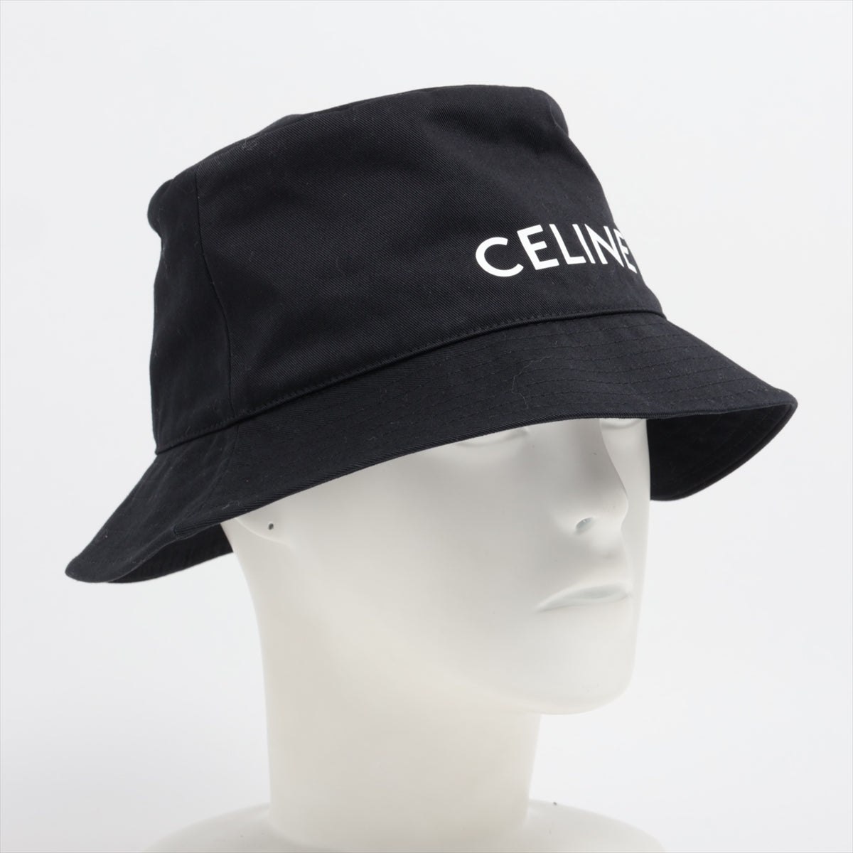 Celine Logo Bucket Hat M Cotton Black