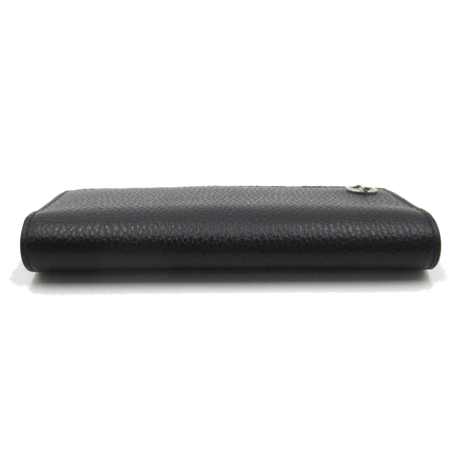 Gucci Interlocking G Long Wallet Double Fold Wallet Leather  Wallet Black/Blue 610467
