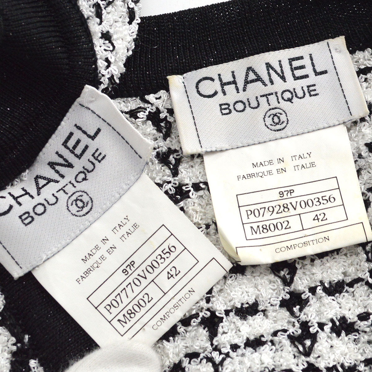 CHANEL 1997 Spring CC-button bouclé top and cardigan twinset 