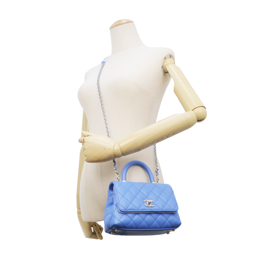 Chanel Coco Handle XXS Green  S Handbag Blue Sheldon GD Gware AS2215