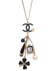 Chanel Icon Artificial Pearl Gold Chain Pendant Necklace 12A