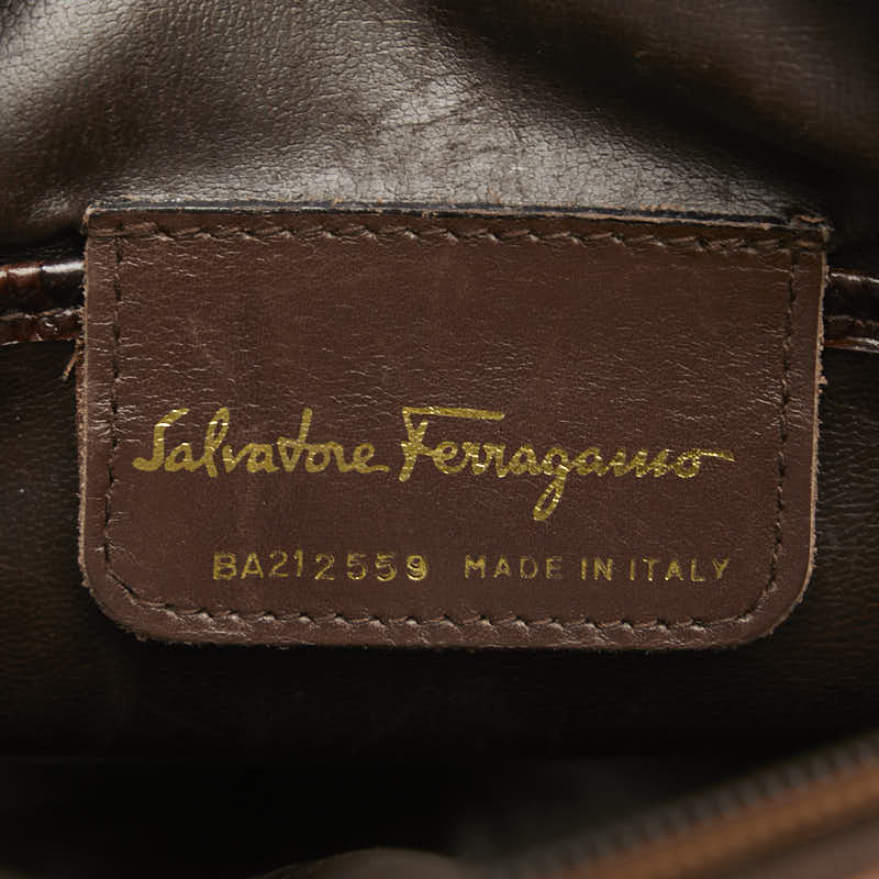 Salvatore Ferragamo Vallaribón Crocodile  Shoulder Bag Brown Leather  Salvatore Ferragamo
