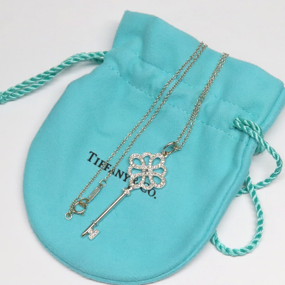 TIFFANY Tiffany Knot Key Necklace Pendant 750WG K18WG White G Diamond 41cm Key  Jewelry Accessories Cleansed