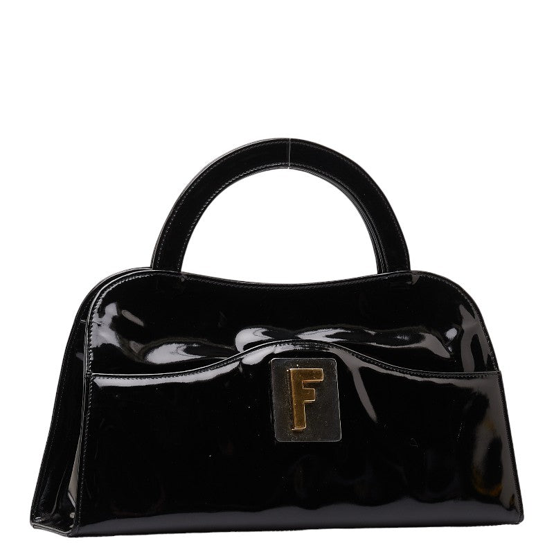 Fendi Logo G  Handbag Black Patent Leather  Fendi Ginzo