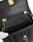 Chanel * 1994-1996 Black Caviar Mini Vertical Stitch Straight Flap Bag