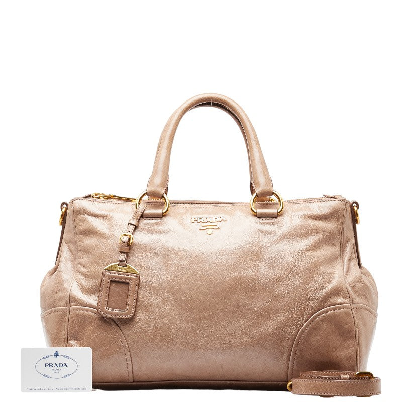 Prada logo handbags shoulder bag 2w BN2324 beige leather ladies PRADA