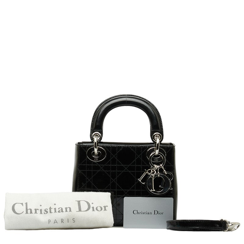 Dior Lady  Handbag Shoulder Bag 2WAY Black Silver Enamel  Dior