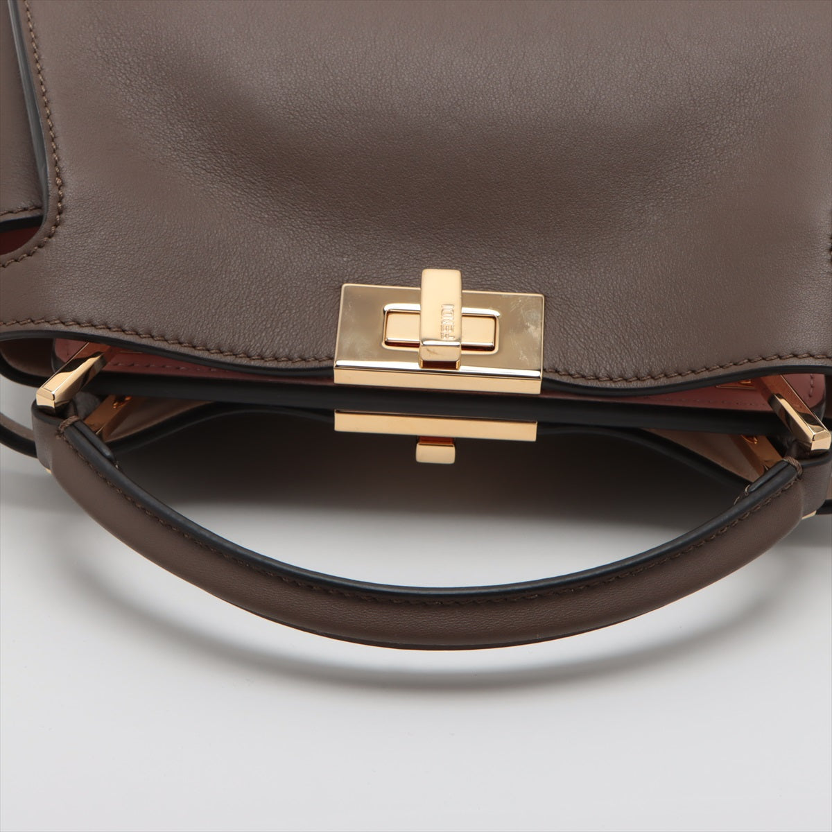 Fendi Peekaboo Essential Leather 2WAY Handbag Brown 8BN302