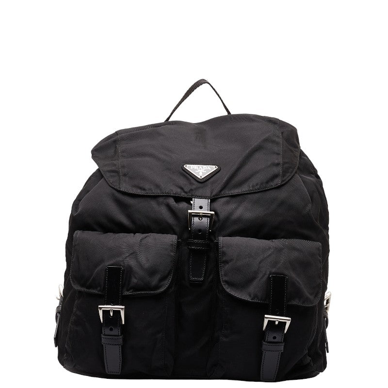 Prada Triangle Logo  Rucksack Backpack Black Nylon Leather  Prada