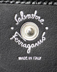 Salvatore Ferragamo Double Fold Wallet Compact Wallet Black Silver Patent Leather  Salvatore Ferragamo