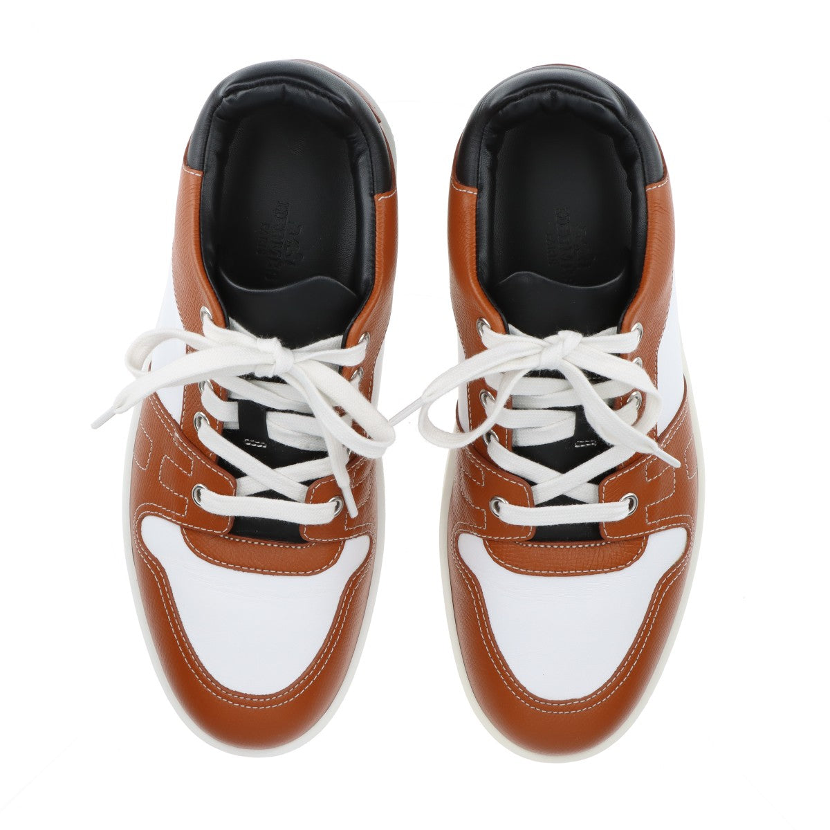 Hermes  Leather Trainers 37.5  Black X White X Brown