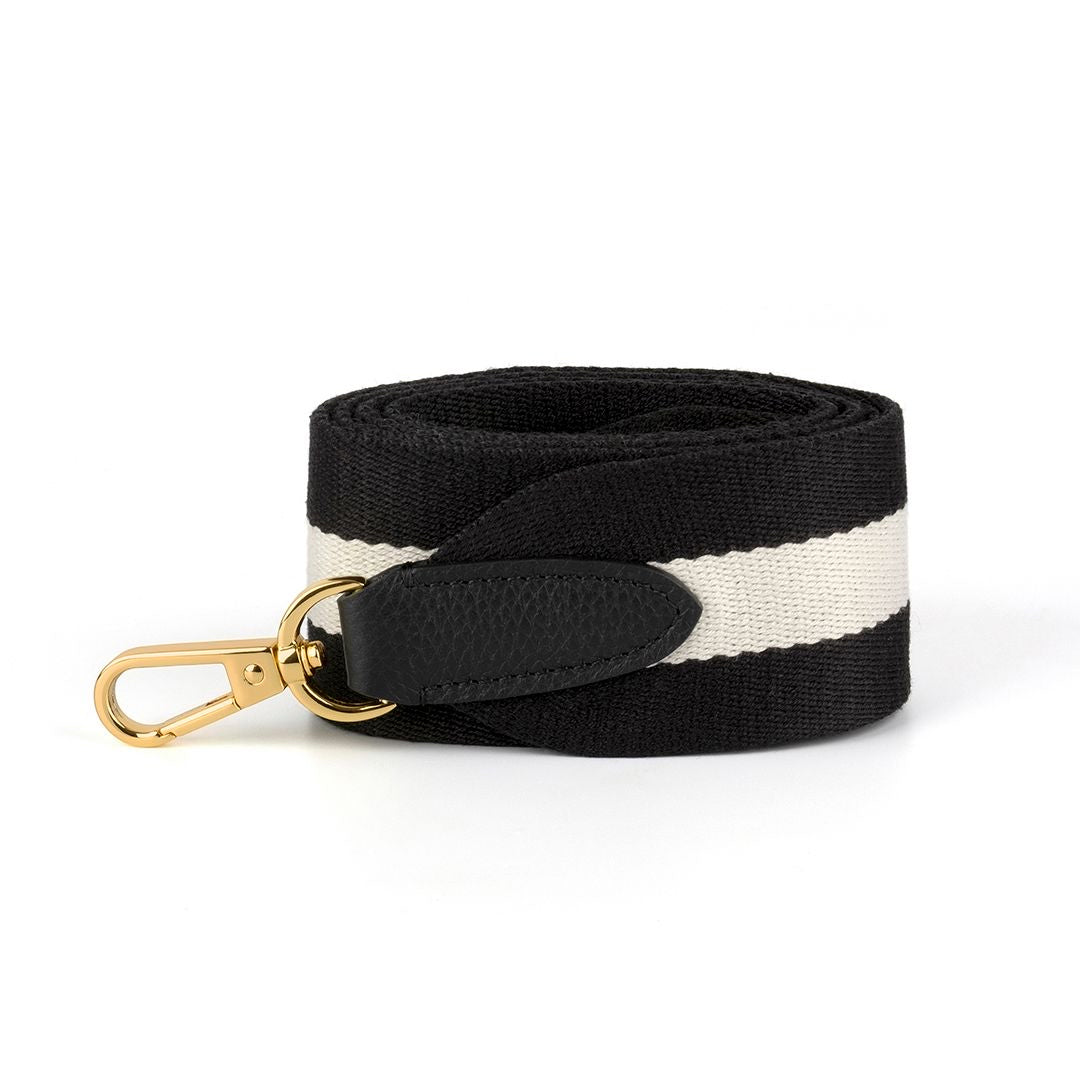 Luxury Bag Strap in Canvas Leather Black