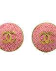 Chanel Button Earrings Clip-On Pink 24