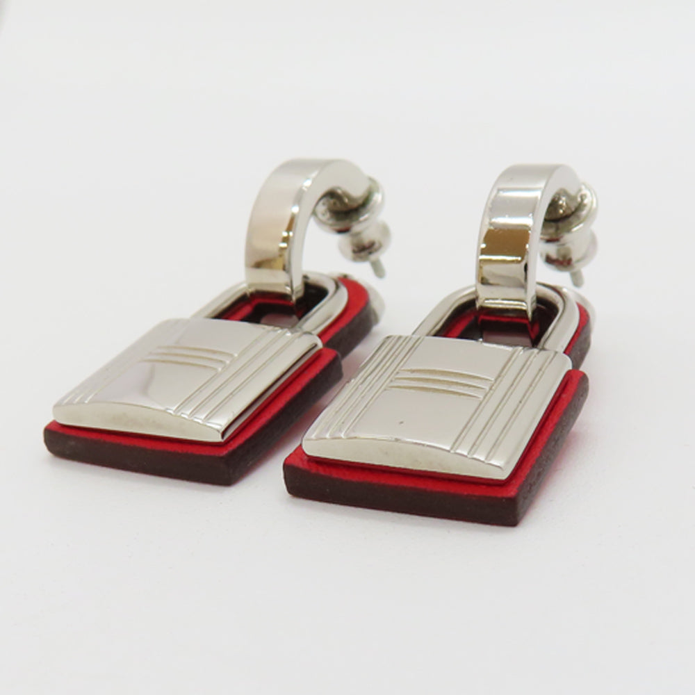 HERMES Hermes Stud_Earrings Oakley Red Silver Cadena Motif D printed around 2019 accessories  Small Others