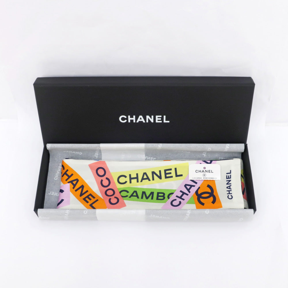 Chanel Hair Band White White Multicolor CC Shape Silk 100% Small Other 【New】【Until Used】