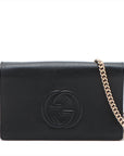 Gucci Soho Leather Chain Wallet Black 598211 Outlet Mark
