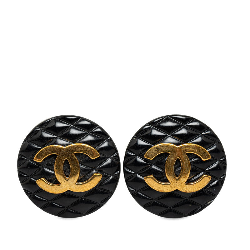 Chanel Vintage Matrasse Coco  Earrings Black G    CHANEL