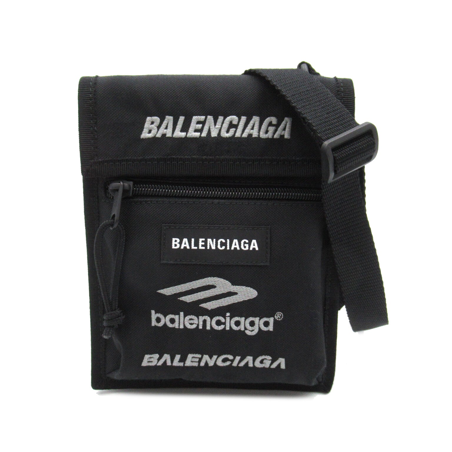 Balancega BALENCIAGA EXPLORER STRAIPS Small Pouch Shoulder Bag  Canvas  Black 6559822AAXT1000