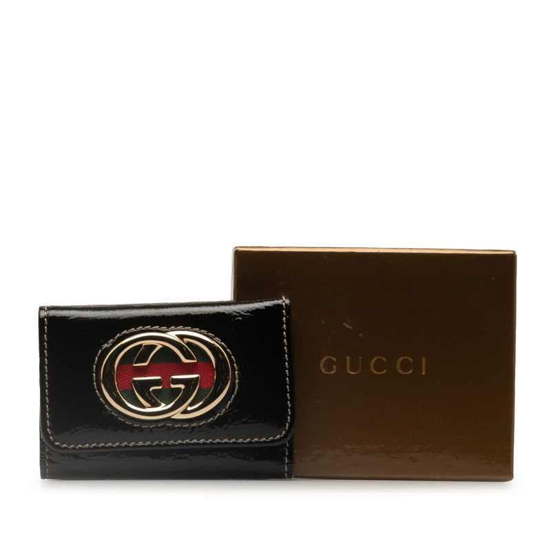 Gucci Interlocking G Sey Line Keycase 6 Series 162763 Black Leather  Gucci