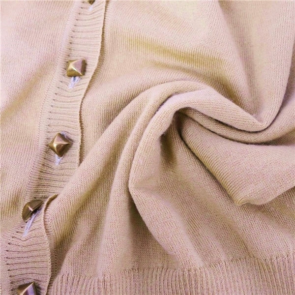 Hermes Nitted Cardigan Medal Button  Wool Stands Long Sleeve Tops  38 (M equivalent) Beige  NIT