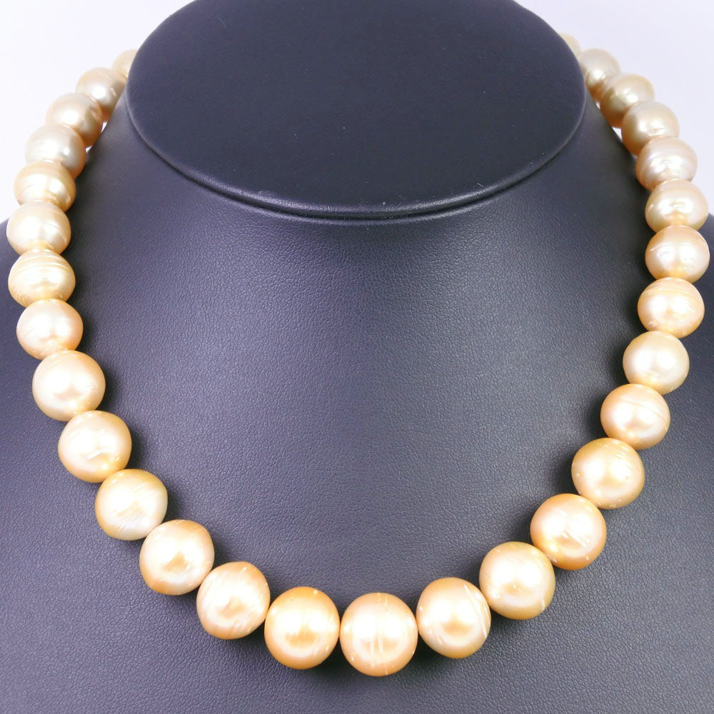 Gen Pearl Necklace 10.0 to 14.0mm Silver x Pearl  84.9g Golden Pearl  A+ Ranked