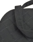 Chanel 1996-1997 Kisslock Handbag Black Cotton
