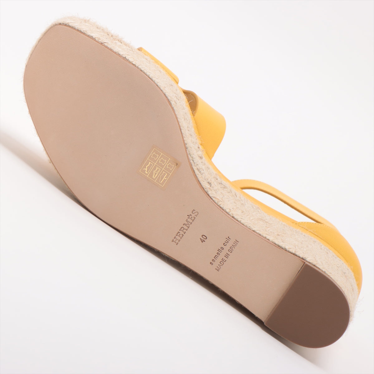 Hermes Elda Leather Wadixol Sandal 40  Yellow