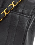 Chanel * 1994-1996 Black Caviar Mini Vertical Stitch Straight Flap Bag
