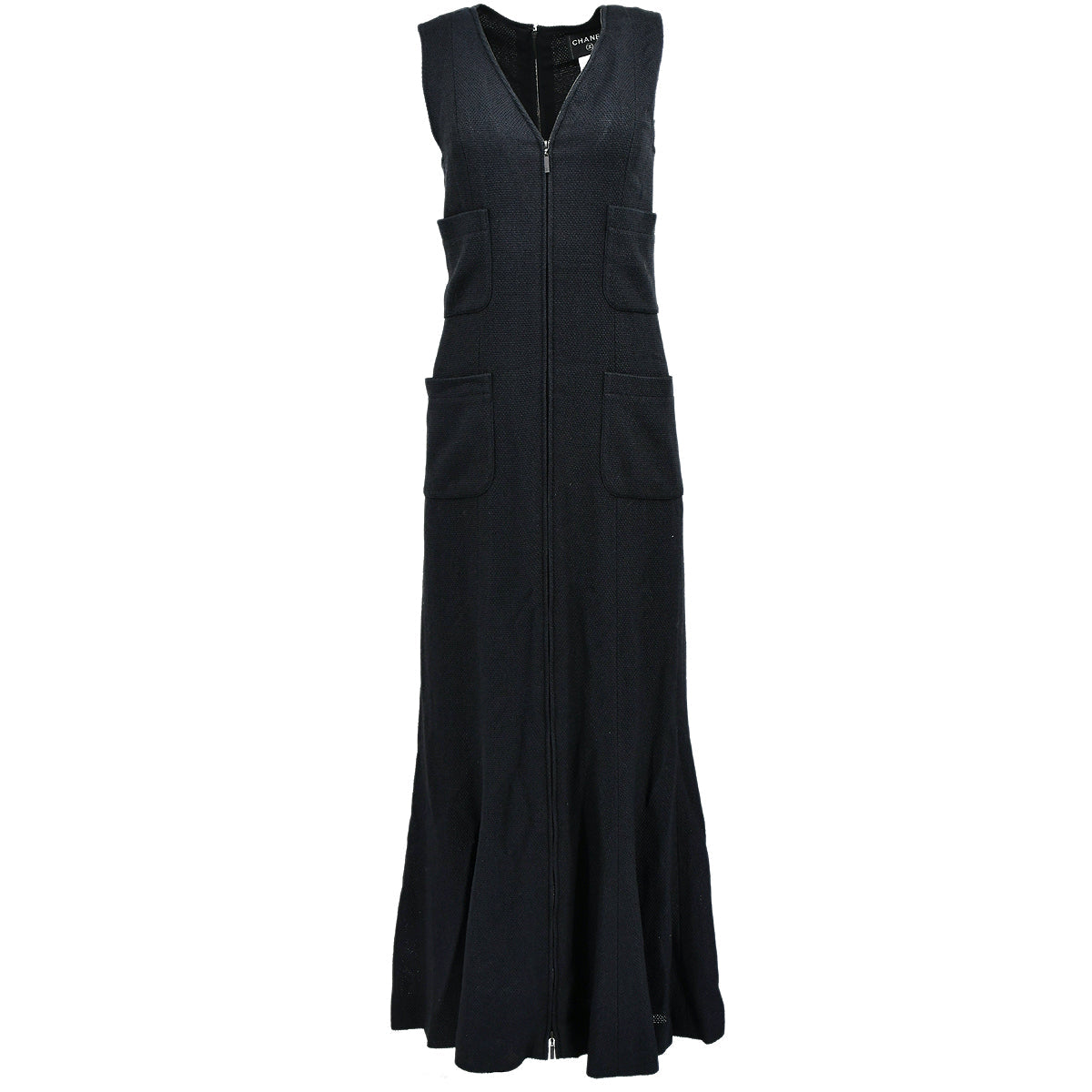 Chanel Zip Up Sleeveless Dress Black 03P 