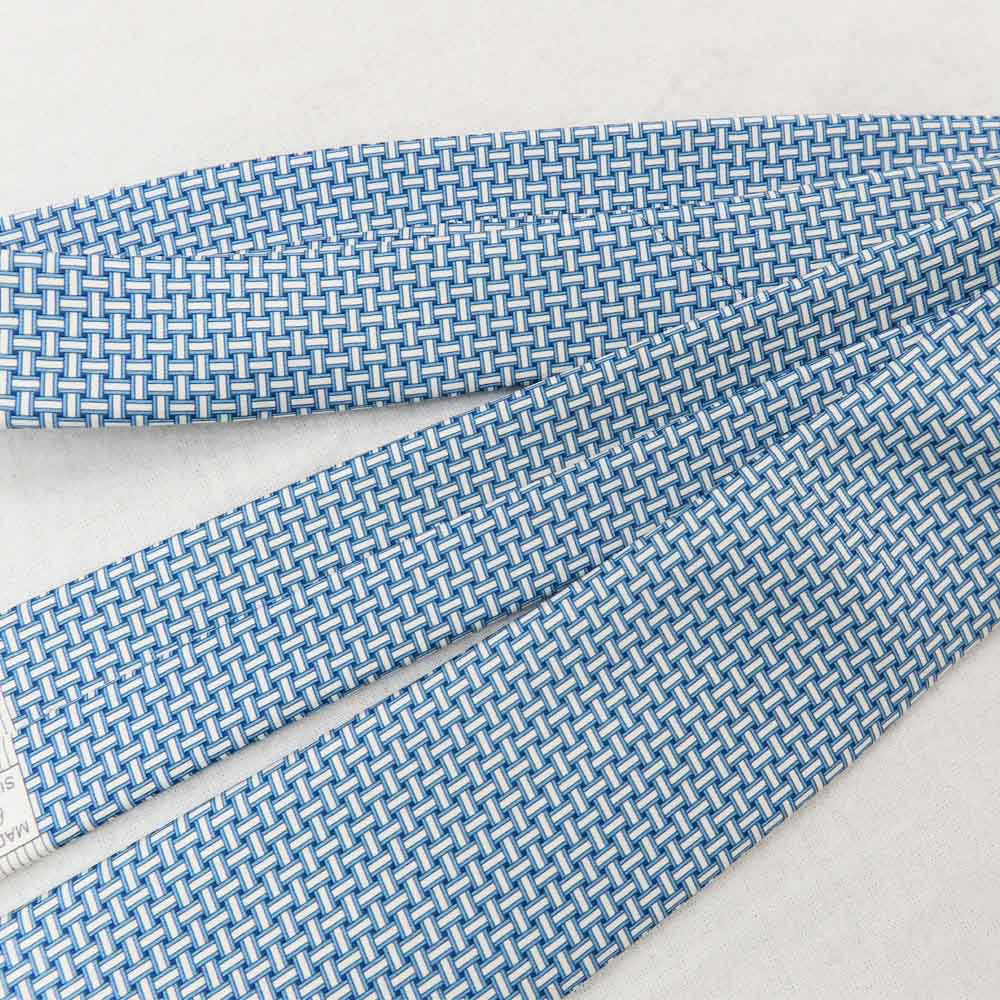 HERMES Hermes Silk  Forge Mosaic 006347 Cravate 7cm Blue Silk 100% Suit Business Small Mens 【New】 【Use t Used】