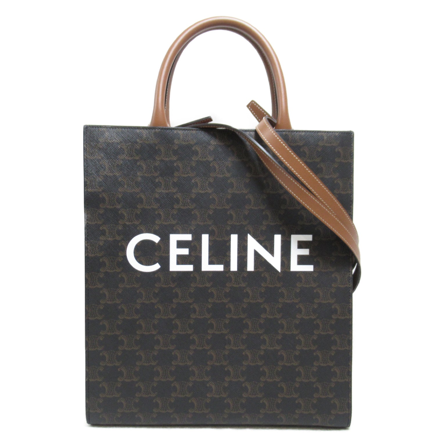Celine Celine Vertical Cover Bag Coated Linen/Leather  Brown Collection
