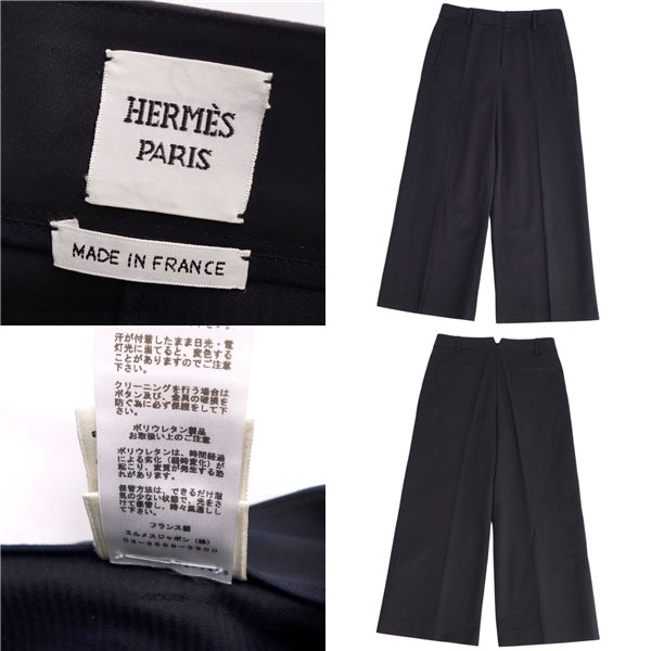 Hermes Pants Wide Pants Cotton  Landless Bottoms  Made in France 36 (S equivalent) Black