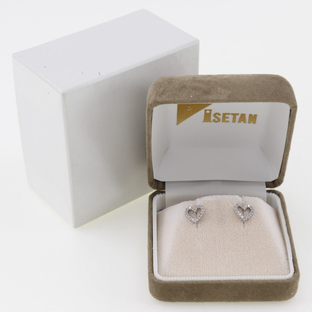 Heart Earrings 0.12ct K18 White G  Diamond Heart  1.0g Heart  【】 A Ranked K18