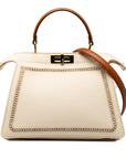 Fendi Peekaboo Ixi Yu Medium Handbag Shoulder Bag 2WAY 8BN321 White Canvas  Fendi