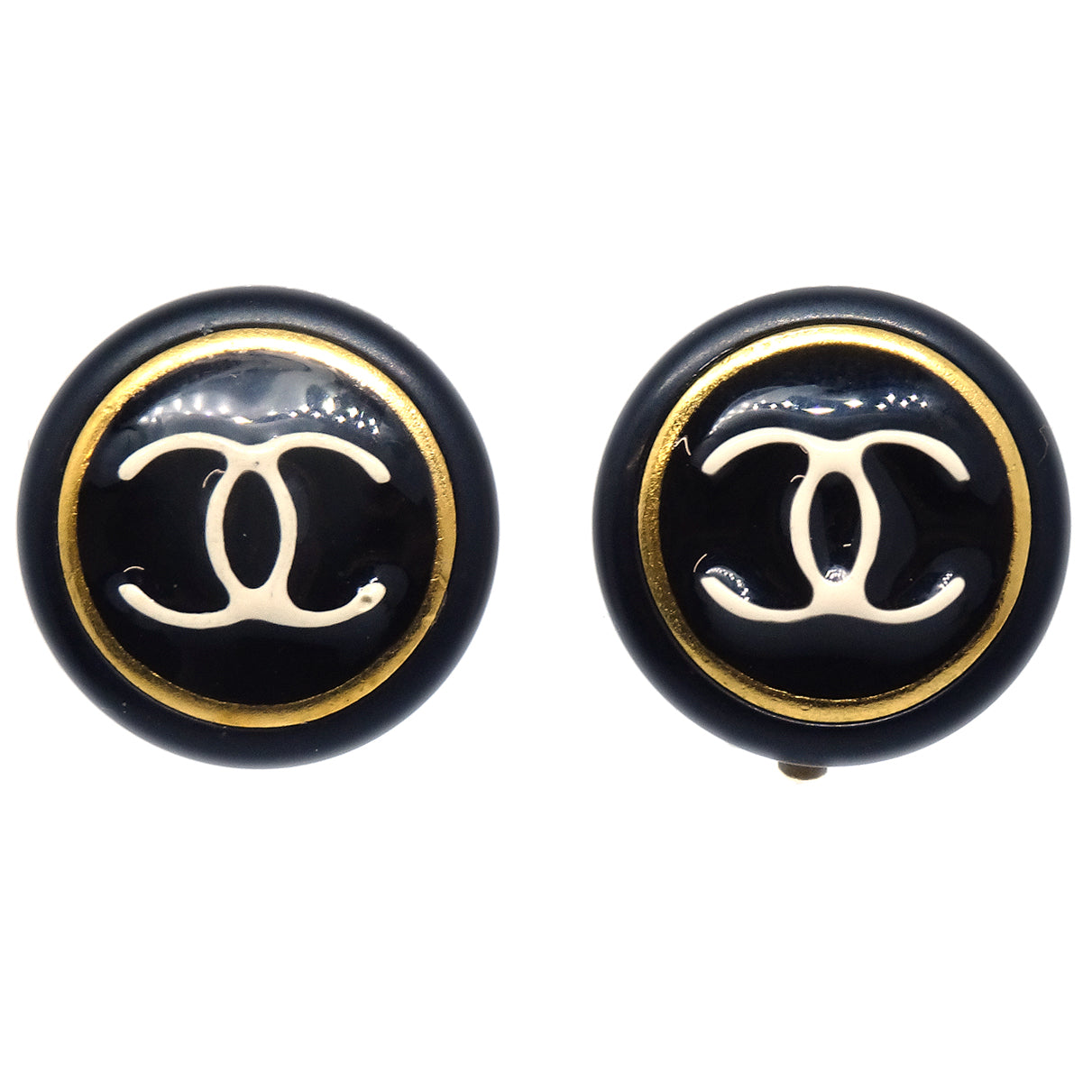 Chanel 1997 Black &amp; Gold Earrings