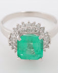 Emerald Diamond Ring Pt900 5.9g 2535 047